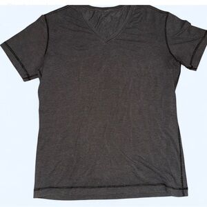 lululemon athletica Gray Short with black striped V-neck short sleeve tee
